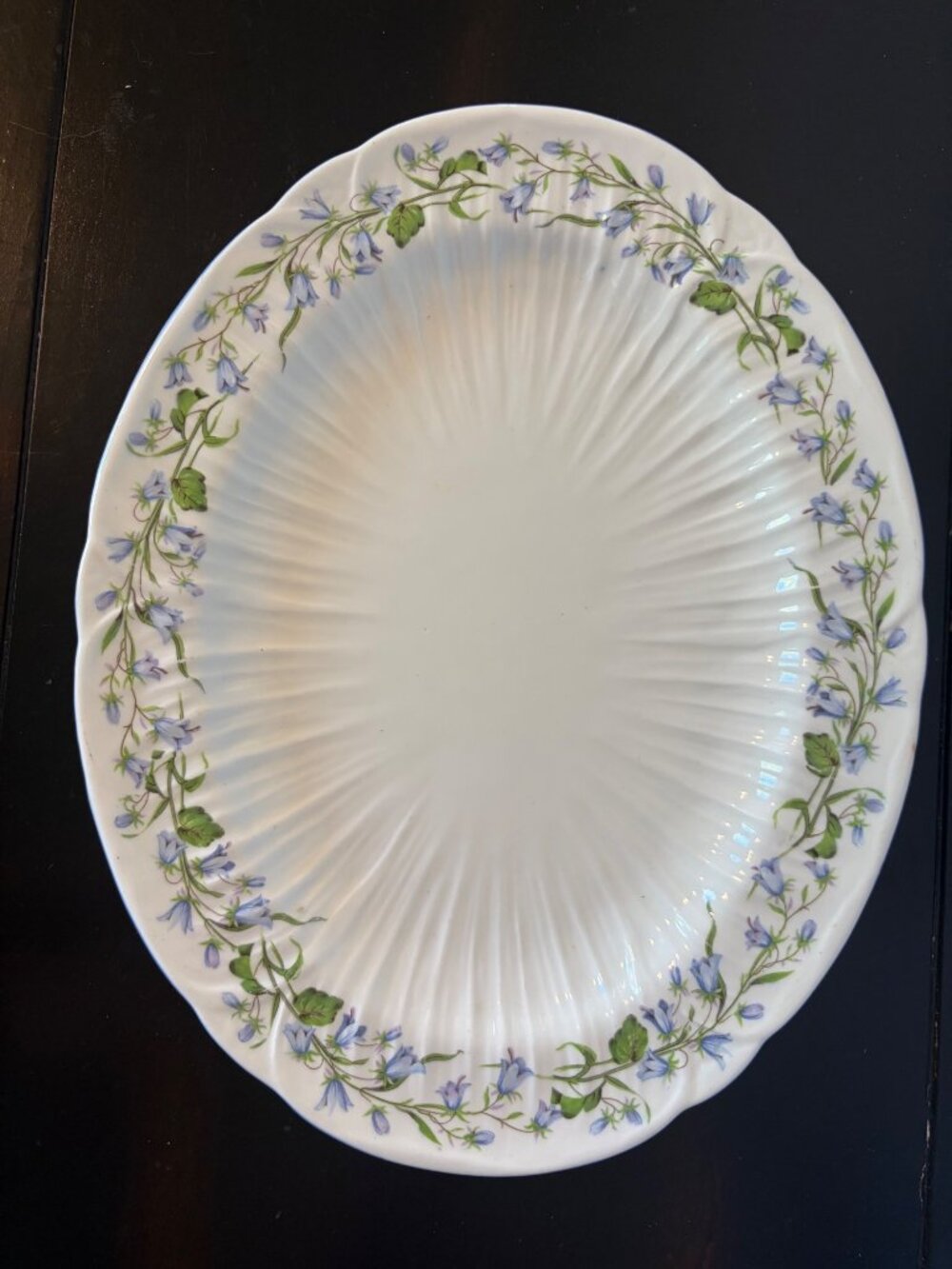 Vintage Floral Porcelain Plate With Bluebell Pattern & Scalloped Edge 10" Diamet